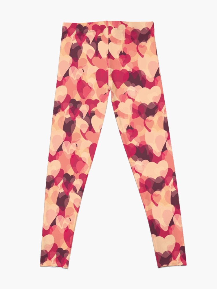 Alternate view of stacked hearts in a symphony of red Leggings