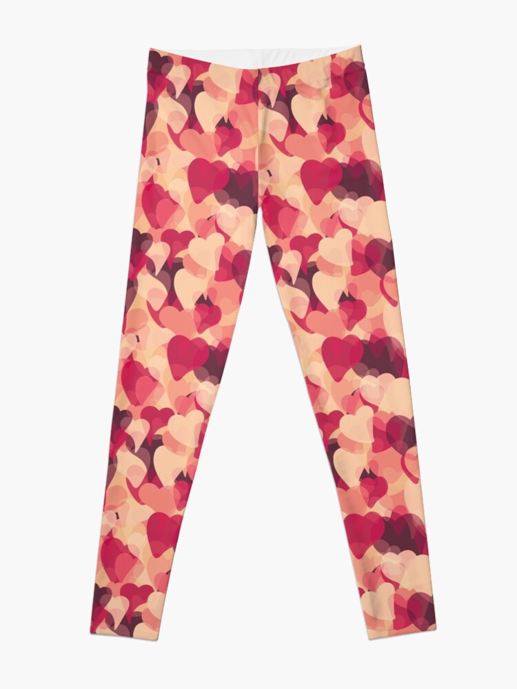 Alternate view of stacked hearts in a symphony of red Leggings