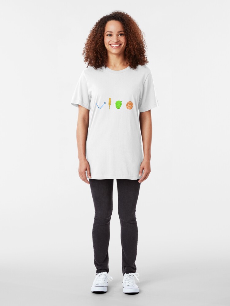 Alternate view of Water, Barley, Hops, Yeast Slim Fit T-Shirt