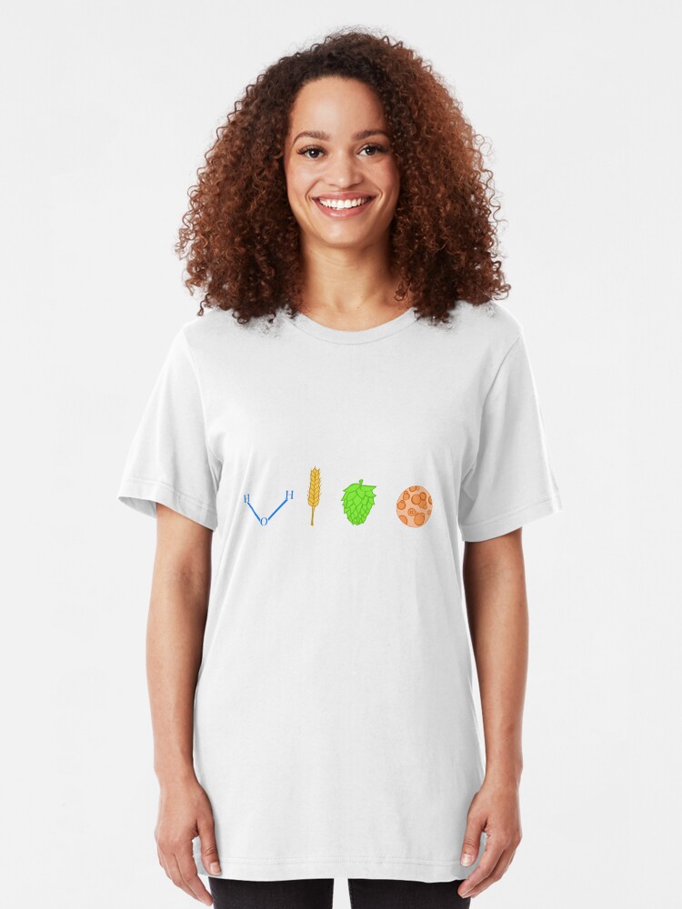 Alternate view of Water, Barley, Hops, Yeast Slim Fit T-Shirt