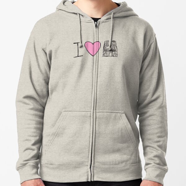 Notre Dame, I Love Notre Dame, Pray For Notre Dame, Paris, Notre Dame Fire Zipped Hoodie