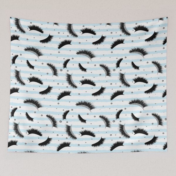 Item preview, Silver Lashes Seamless Pattern with glitter effect and blue stripes designed and sold by sashica.