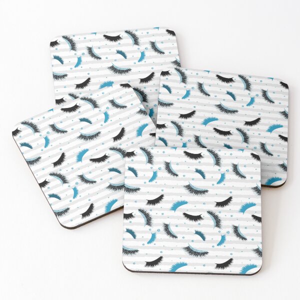 Item preview, Blue Lashes Seamless Pattern with glitter effect and silver stripes designed and sold by sashica.