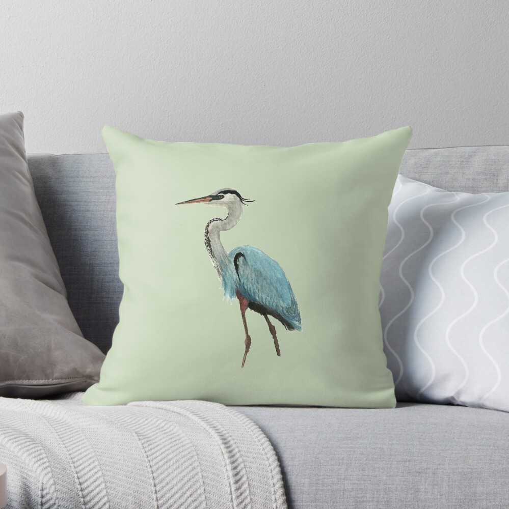 blue heron throw pillows