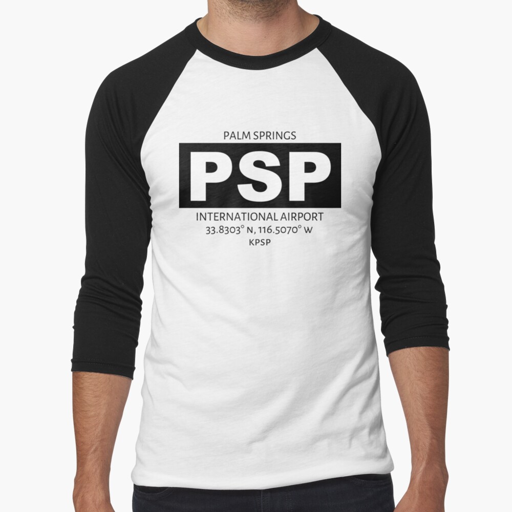 Palm Springs International Airport PSP Baseball ¾ Sleeve T-Shirt
