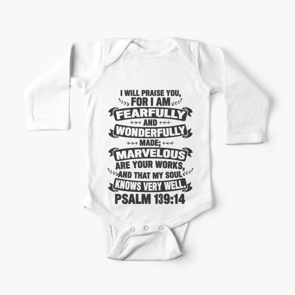 Psalm 139 14 Baby One Piece For Sale By Plushism Redbubble