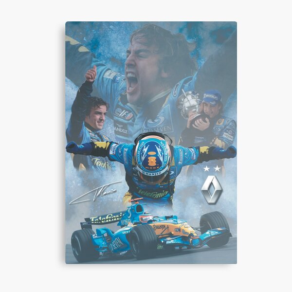 AFFICHE FERNANDO ALONSO RENAULT 2005 - 2006 Impression métallique