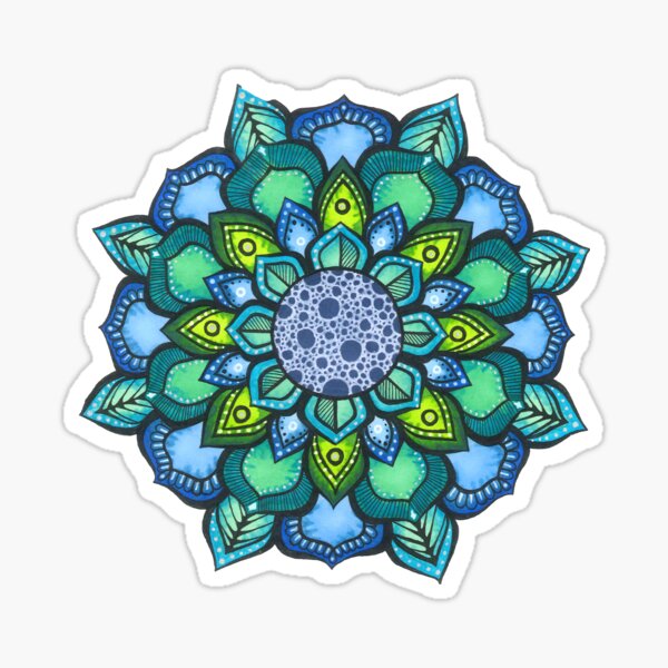 blue and green mandala Sticker