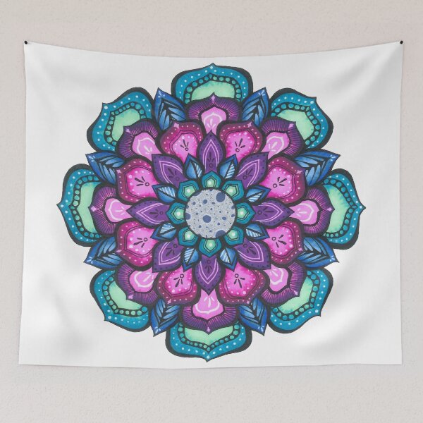 Item preview, pink and blue mandala designed and sold by Foenix-Mandalas.