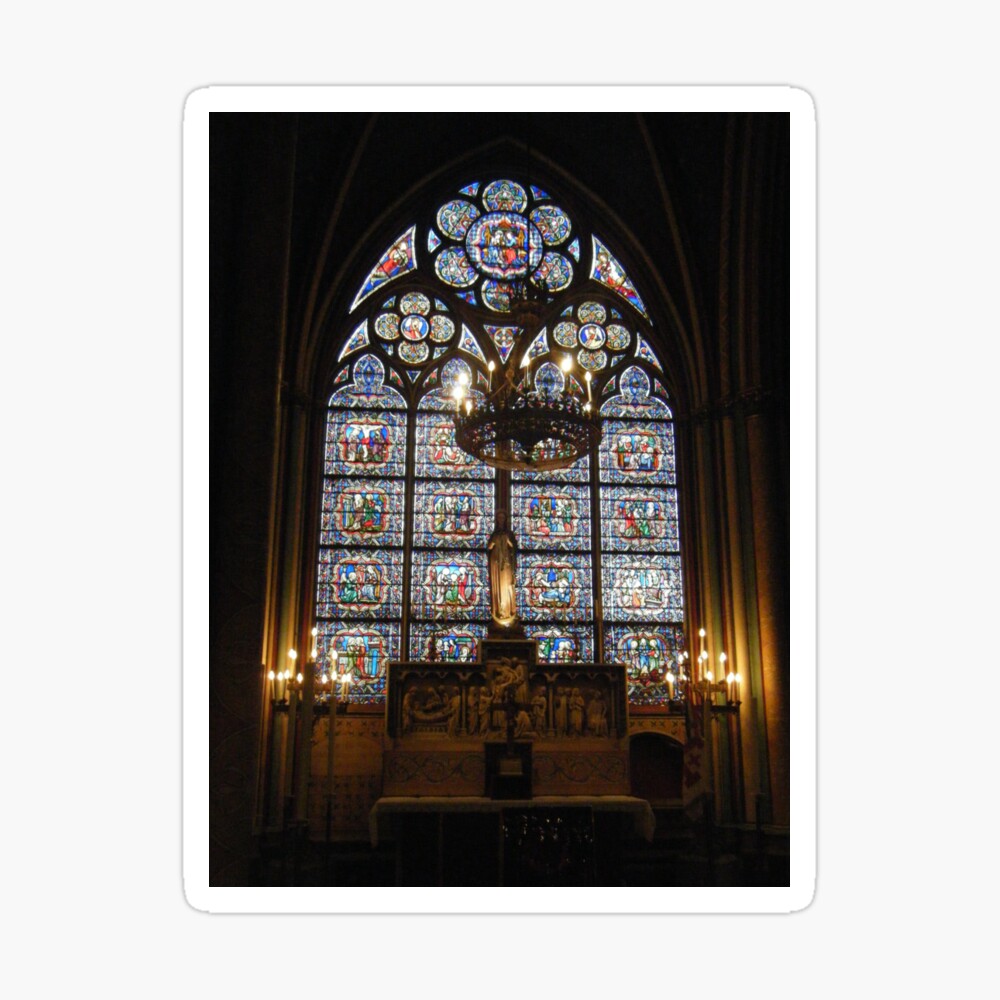 Stained Glass Windows Cathedral Notre Dame De Paris Print Photo Greeting Card By Astrogearstore Redbubble