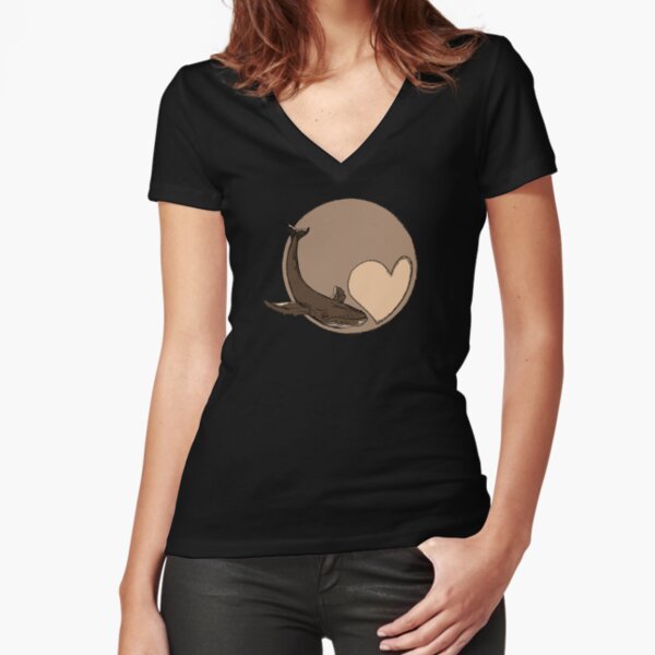 Pluto: Whale and Heart Fitted V-Neck T-Shirt