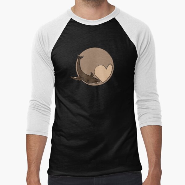 Pluto: Whale and Heart Baseball ¾ Sleeve T-Shirt