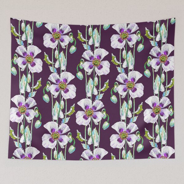 Item preview, Floral pattern with a white poppy flowers designed and sold by avamnenado.