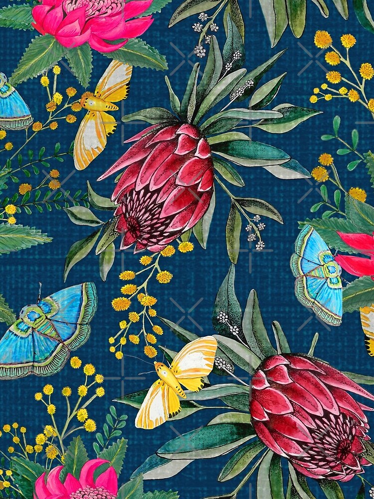 Thumbnail 4 of 4, Mini Skirt, Australian flowers and butterfly moths painted in watercolor designed and sold by MagentaRose.