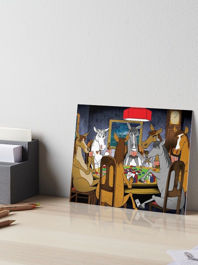 Horses Playing Poker Art Board Print By Drawgood