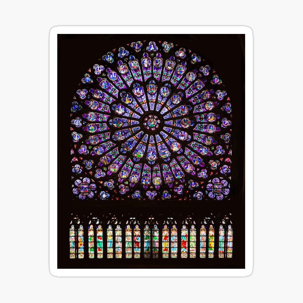 3dRose ft_50227_1 Notre Dame Cathedral Stained Glass Framed Tile 8 by 8-Inch