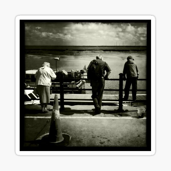 Fishing for Crabs at the harbour - Norfolk, UK Sticker