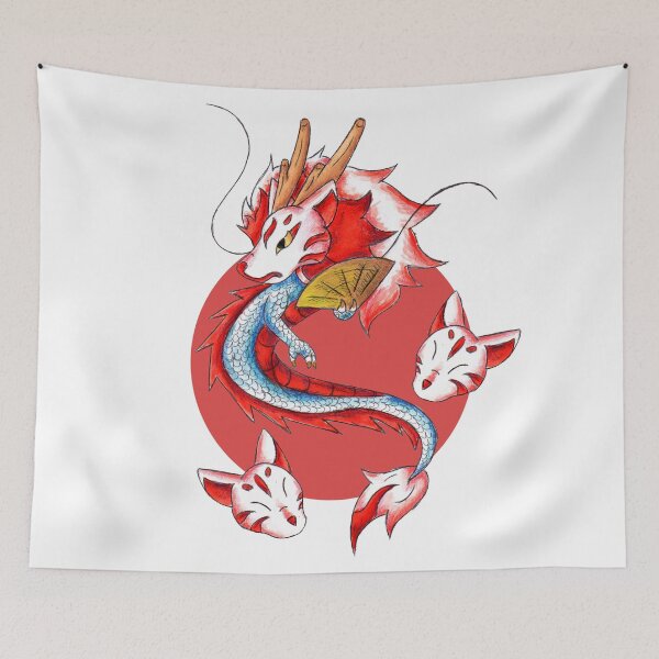 Item preview, Dragon in the Kitsune Mask designed and sold by KOKeefeArt.