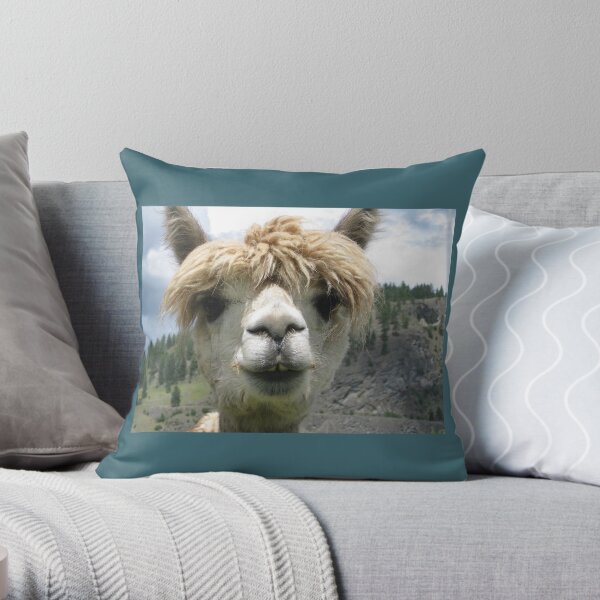 Floppy-Haired Camel Saying Hello Throw Pillow