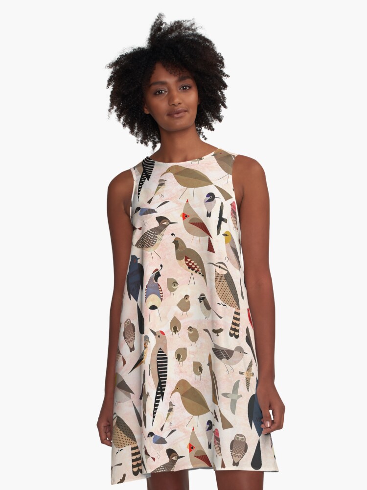 Thumbnail 1 of 4, A-Line Dress, Sonoran Birds designed and sold by scottpartridge.