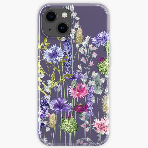 Flower Meadow - Cornflowers, Thistles, Lavender, Heucherella & Grasses iPhone Soft Case