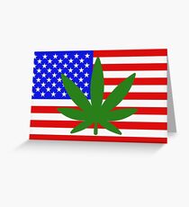 USA flag with a hemp leaf Greeting Card