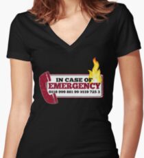It Crowd Inspired - New Emergency Number - 0118 999 881 99 9119 725 3 - Moss and the Fire Women's Fitted V-Neck T-Shirt