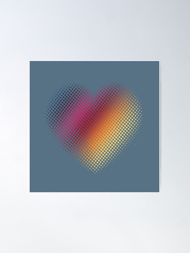 Alternate view of Linear Gradient on Halftone Heart (Bluestone) Poster