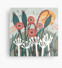 Wiese-Brise-Blumenillustration Metalldruck