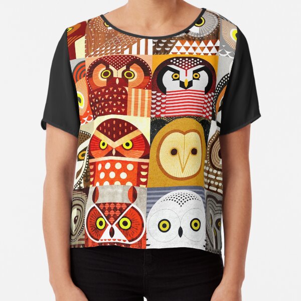 North American Owls Chiffon Top