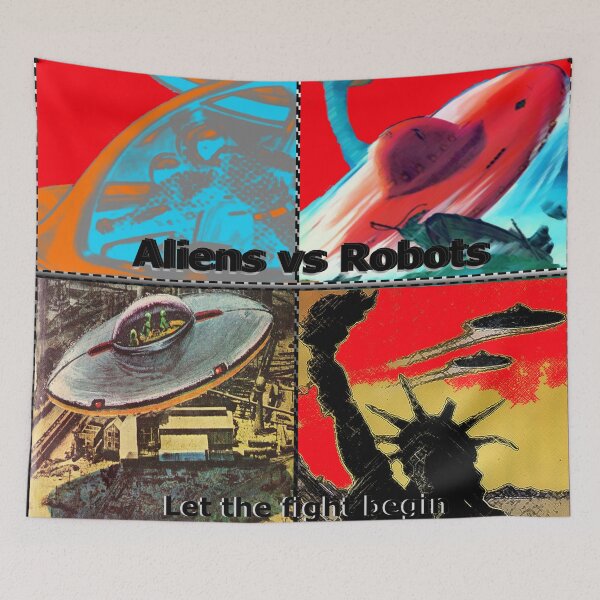 Item preview, mosaic of aliens vs robots - let the fight begin designed and sold by ALIENSVSROBOTS.