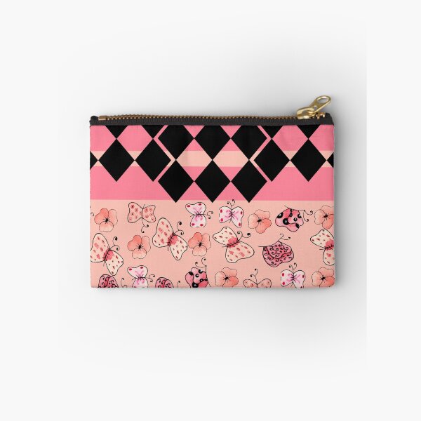Item preview, Pink and Black Harlequin Striped Butterflies and Flowers-Multiple Pattern Design  designed and sold by ozcushionstoo.