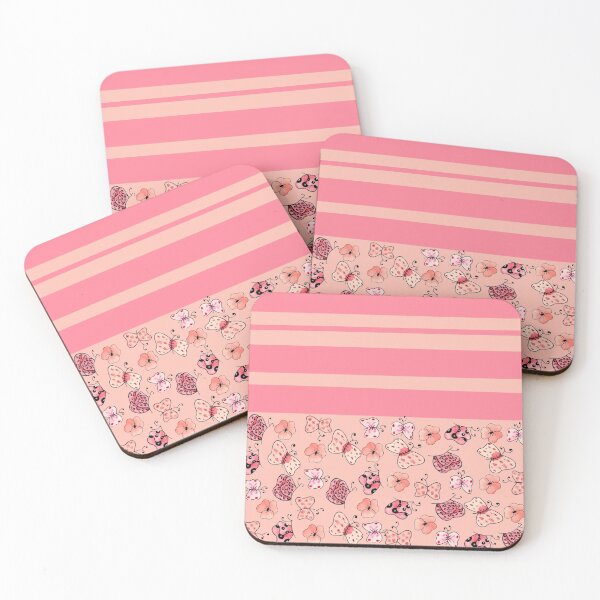 Item preview,  Pink and Light Pink Striped Butterflies and Flowers-Multiple Pattern Design  designed and sold by ozcushionstoo.