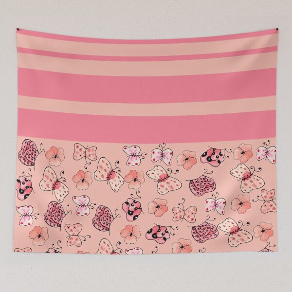 Item preview,  Pink and Light Pink Striped Butterflies and Flowers-Multiple Pattern Design  designed and sold by ozcushionstoo.