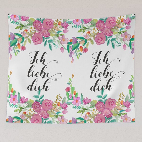 Item preview, German Ich liebe dich I love you Floral Typography designed and sold by tanabe.