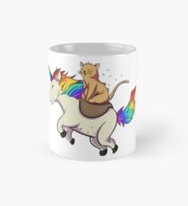 Meditierende und glückliche Katze auf einem Einhornregenbogenpony-Einhorn Tasse (Standard)