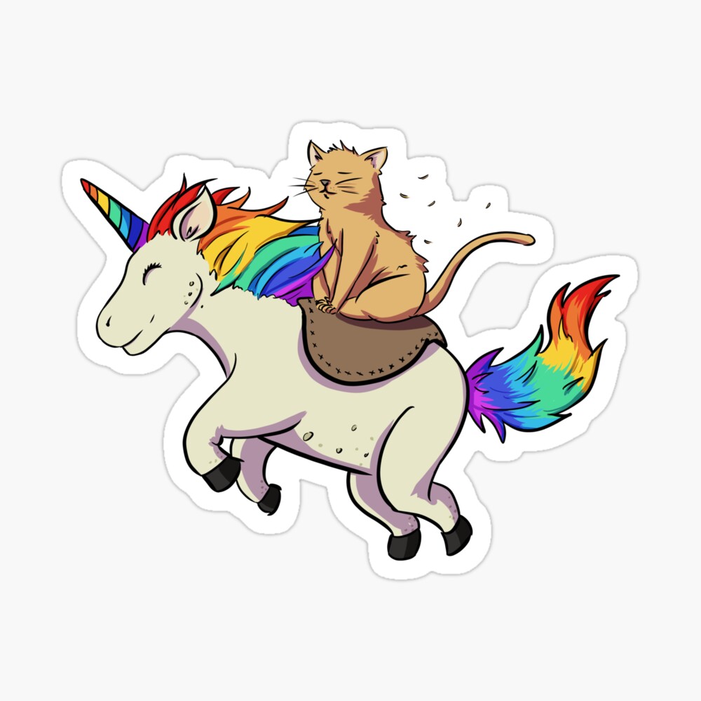 pusheen riding a unicorn
