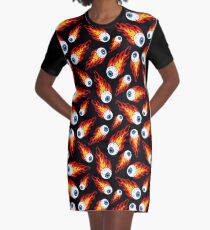 Vestido camiseta Patrón de globo ocular llameante