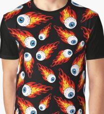 Flammendes Augapfel-Muster Grafik T-Shirt