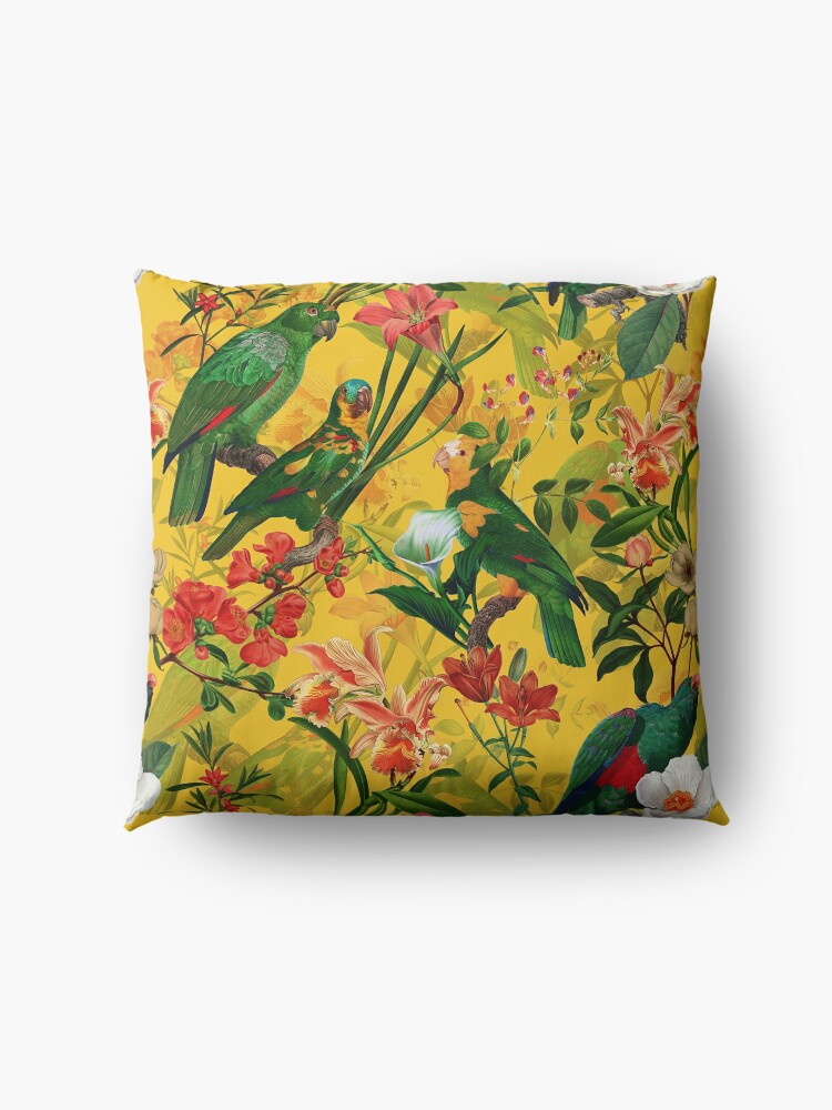 Alternate view of Vintage Yellow Tropical Bird Jungle Garden Floor Pillow