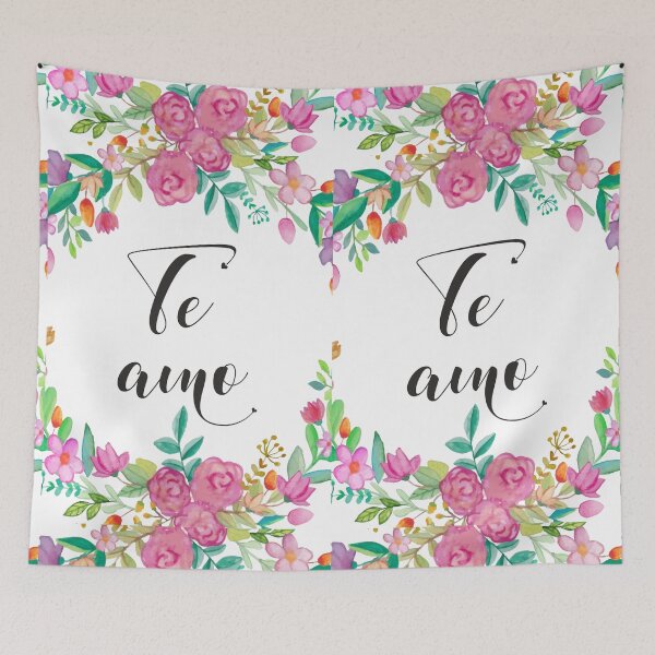 Item preview, Spanish Te amo I love you Floral Typography Espanol designed and sold by tanabe.