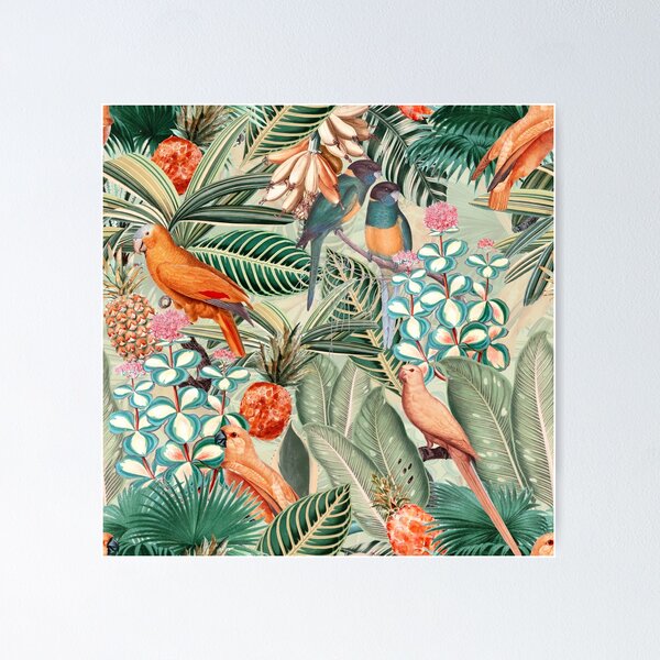 Artikel-Vorschau von Vintager orange tropischer Vogel-Dschungel-botanischer Garten-Nachtgarten, designt und verkauft von UtArt.