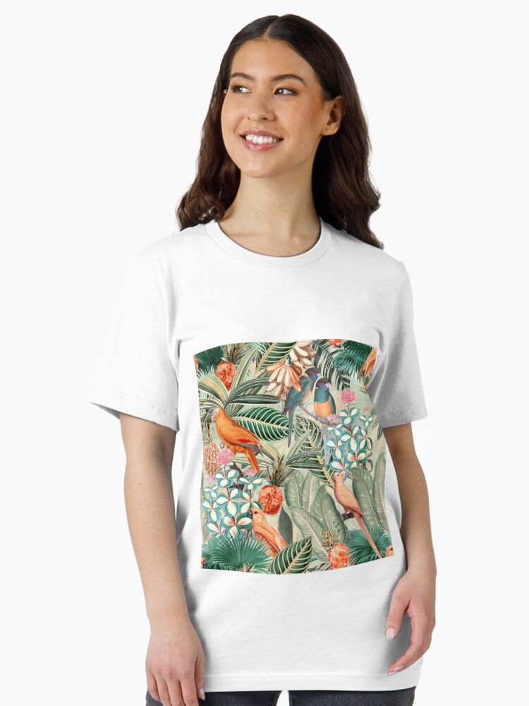 Vintage Orange Tropical Bird Jungle Botanical Garden Nightgarden