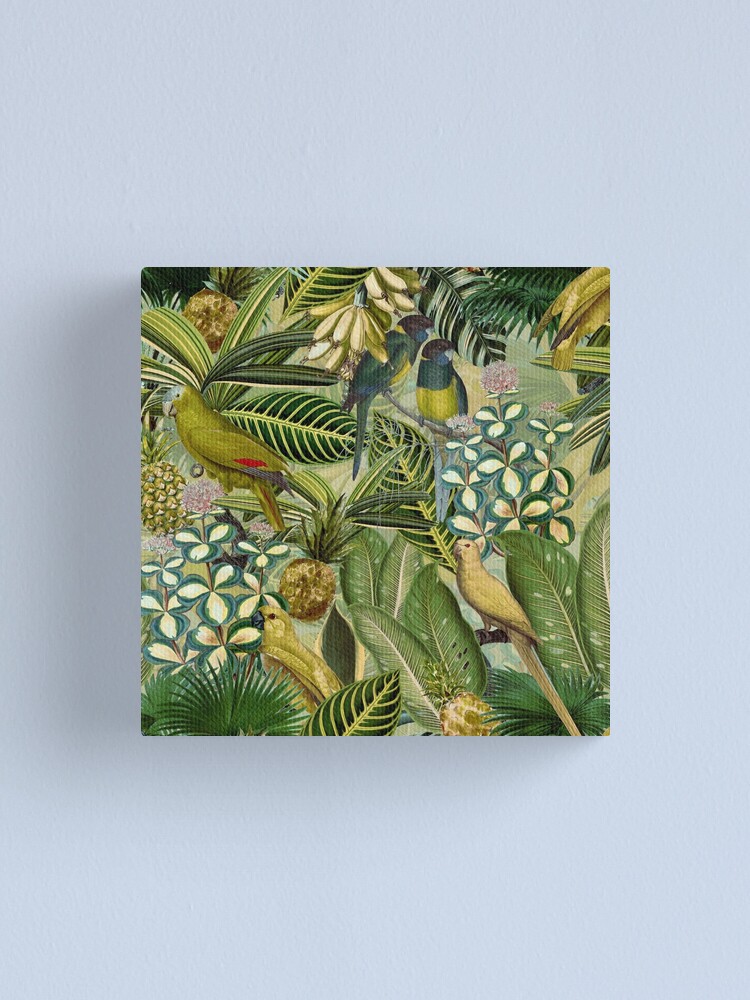 Alternate view of Vintage Green Tropical Bird Jungle Garden Canvas Print