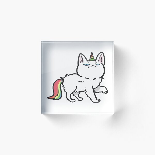Unicorn cat kitten caticorn who wants to be super cool Acrylic Block