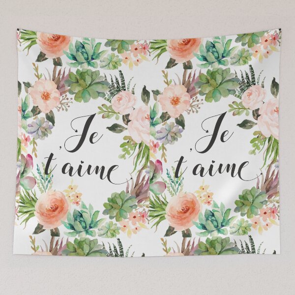 Item preview, French Je taime I love you Floral Typography  designed and sold by tanabe.