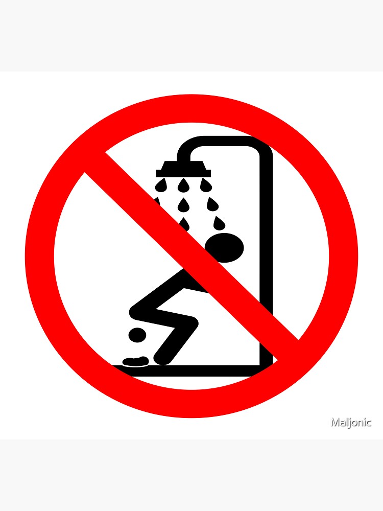 "No Poop Pooping Bathroom Toilet Shower Joke Sign" Sticker by Maljonic