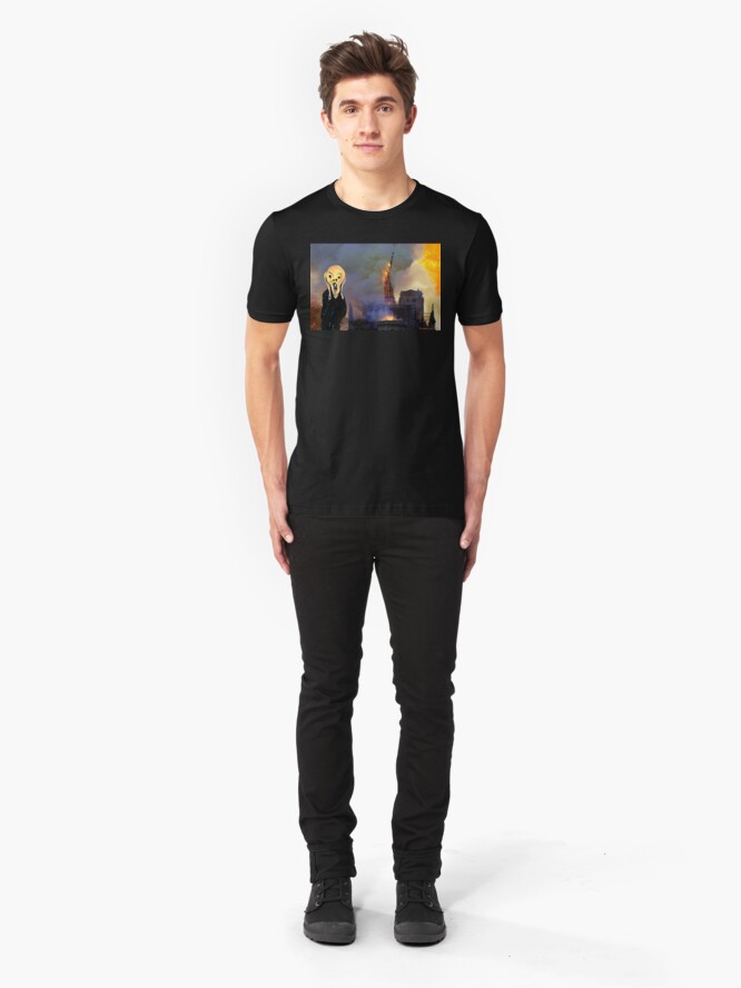 Alternate view of Screaming Fire Outside a Burning Cathedral Slim Fit T-Shirt