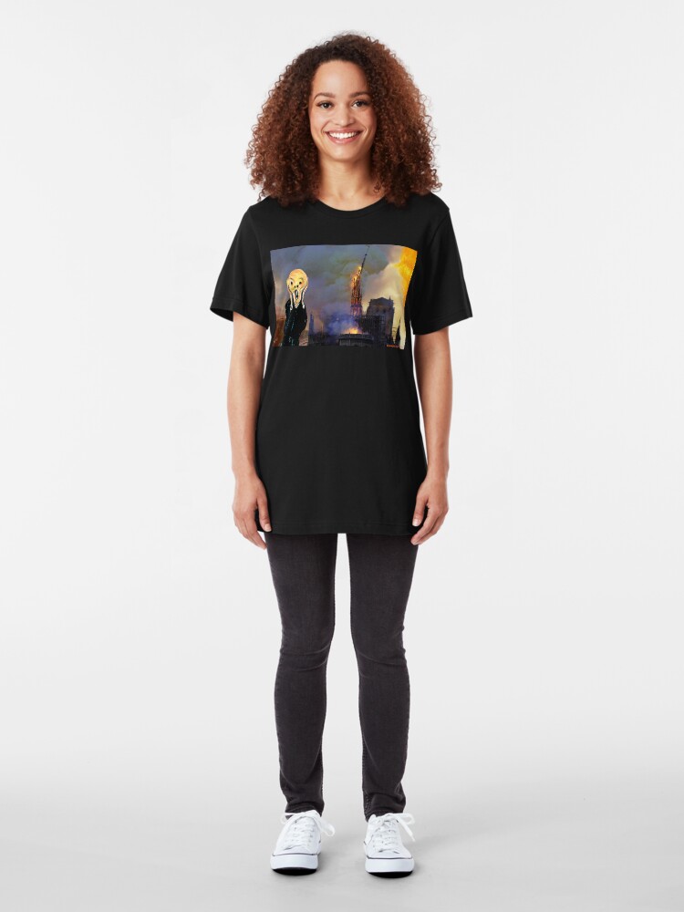 Alternate view of Screaming Fire Outside a Burning Cathedral Slim Fit T-Shirt