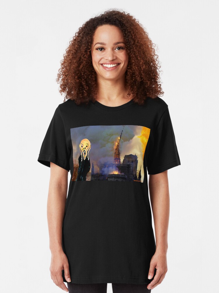 Alternate view of Screaming Fire Outside a Burning Cathedral Slim Fit T-Shirt